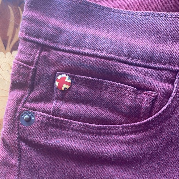 HUDSON waxed stretchy jeans sz28 dirty red - Picture 2 of 4